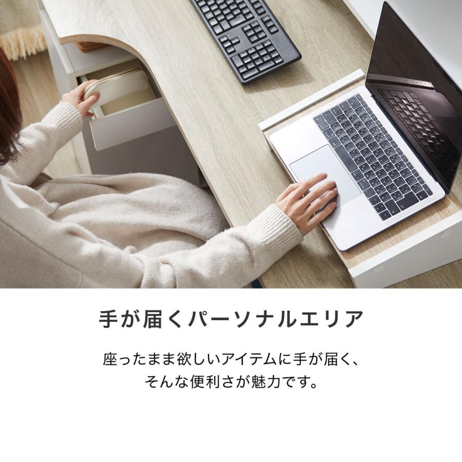 パソコンデスク PCデスク 書斎 おしゃれ 収納  L字 ワークデスク 幅140cm オフィスデスク 学習机 勉強机 コーナーデスク ラック 可動棚 引き出し ロウヤ LOWYA｜low-ya｜07