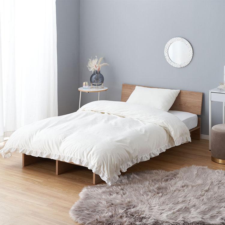 LOWYA（ロウヤ） セミダブル 掛布団カバー 単品 ベルベット調 フリル