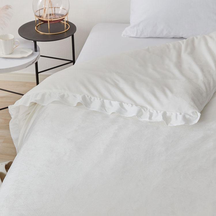 LOWYA（ロウヤ） セミダブル 掛布団カバー 単品 ベルベット調 フリル