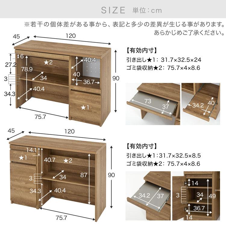 LOWYA（ロウヤ） キッチン収納 ゴミ箱収納 キッチンカウンター 日本製