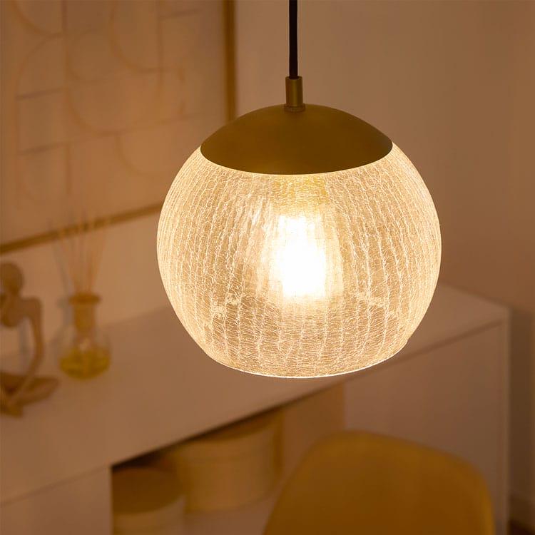 ペンダントライト(ゴールド) 1灯※LED付き LOWYA（ロウヤ） ペンダントライト 照明 天井照明 ガラス アート 1灯