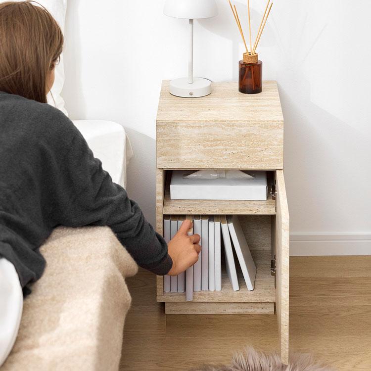 LOWYA（ロウヤ） サイドテーブル コーヒーテーブル トラバーチン柄