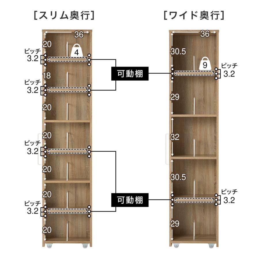 本棚 大容量 おしゃれ 収納 隙間収納 コミックラック シェルフ 薄型 スリム スライド 可動棚  幅37cm キャスター 漫画 コミック CD DVD 教科書｜low-ya｜10