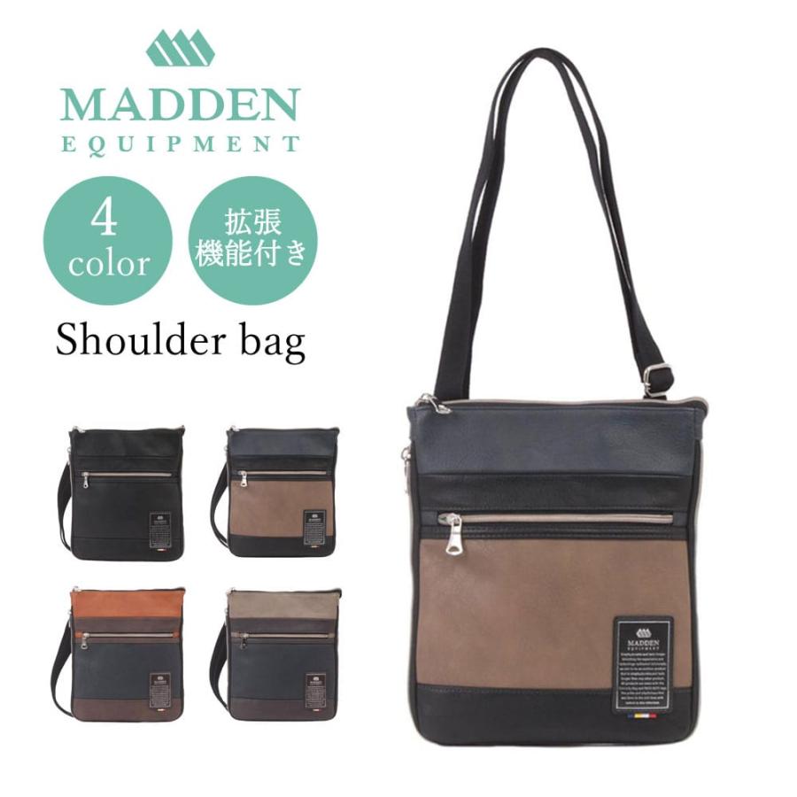 【MADDEN EQUIPMENT 正規取扱い店】ショルダーバッグ TMPI09  縦型バッグ 合皮 シンプル PU エクスパンダブル仕様 拡張機能 メンズ  メデン イクイップメント | MADDEN EQUIPMENT