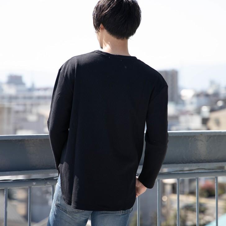 長袖tシャツ メンズ クルーネック ビッグシルエット オーバーサイズ ロング丈 サーマル ワッフル 白 黒 グレー カットソー ストリート 韓国系 ユニセックス 19 お小遣い節約できる店 ローコス 通販 Yahoo ショッピング