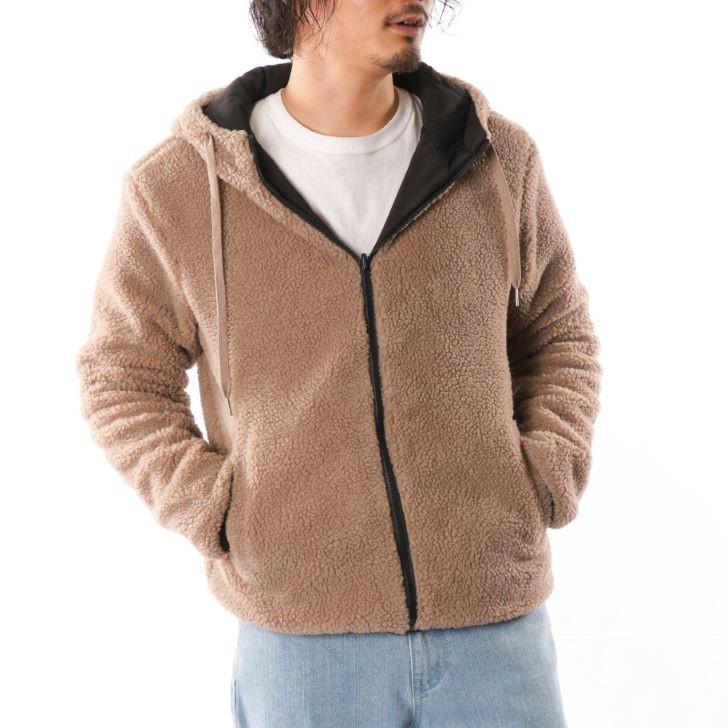 ボアパーカー メンズ シープボア リバーシブル 2way 薄中綿 無地 ベージュ 黒 アイボリー 秋 冬 ジップパーカー ペア ユニセックス 韓国系ファッション 19 お小遣い節約できる店 ローコス 通販 Yahoo ショッピング