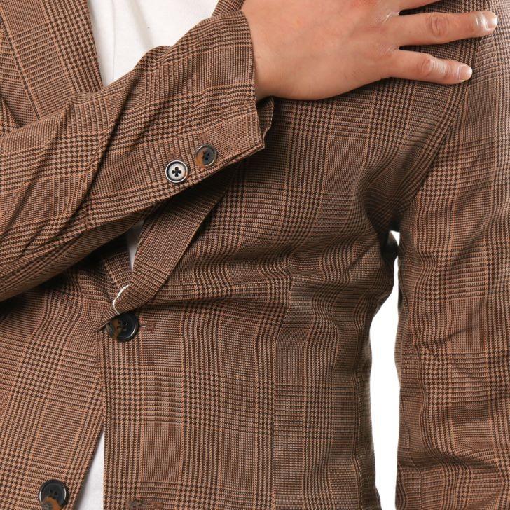 テーラードジャケット メンズ チェック柄 細身 スリム グレンチェック タータンチェック ベージュ ブラウン 秋 冬 カジュアル 韓国系ファッション K Pop 19 お小遣い節約できる店 ローコス 通販 Yahoo ショッピング