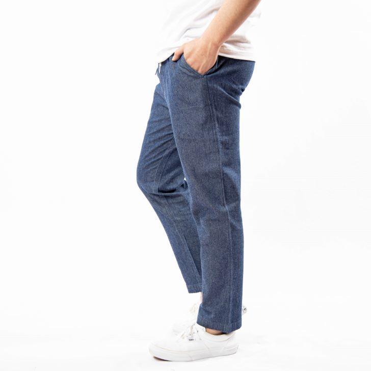デニムパンツ メンズ シャンブレー スリム テーパード スラウチシルエット 青 ブルー 紺 イージーパンツ シャンブレーパンツ ジーンズ テーパード パンツ 薄手 お小遣い節約できる店 ローコス 通販 Yahoo ショッピング