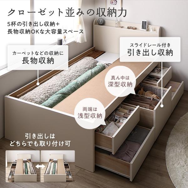 〔組立設置付き〕 収納 ベッド 宮付き ショート丈 シングル 国産ポケットコイルマットレス付き ホワイト 収納付き 棚付き すのこ 日本製〔代引不可〕|lowprice|07