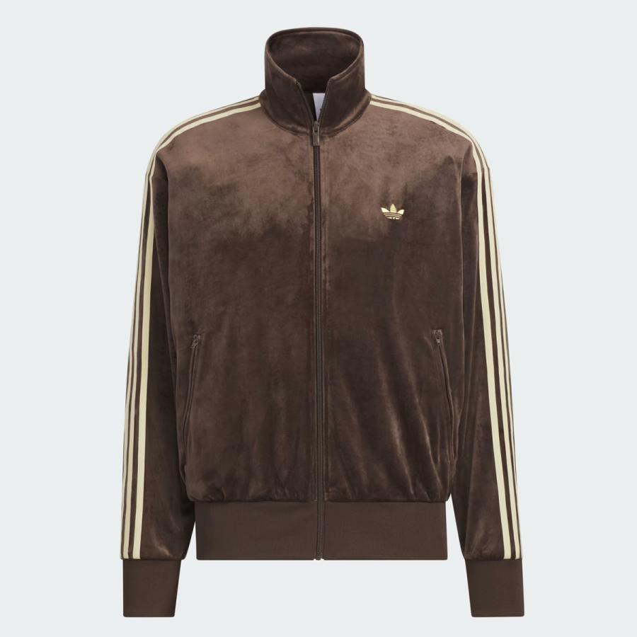 入手困難 アディダス トラックジャケット ベロア ブラウンオレンジ XL 90s adidas - 2XL美品ベロア】アディダス刺繍トラックジャケット古着