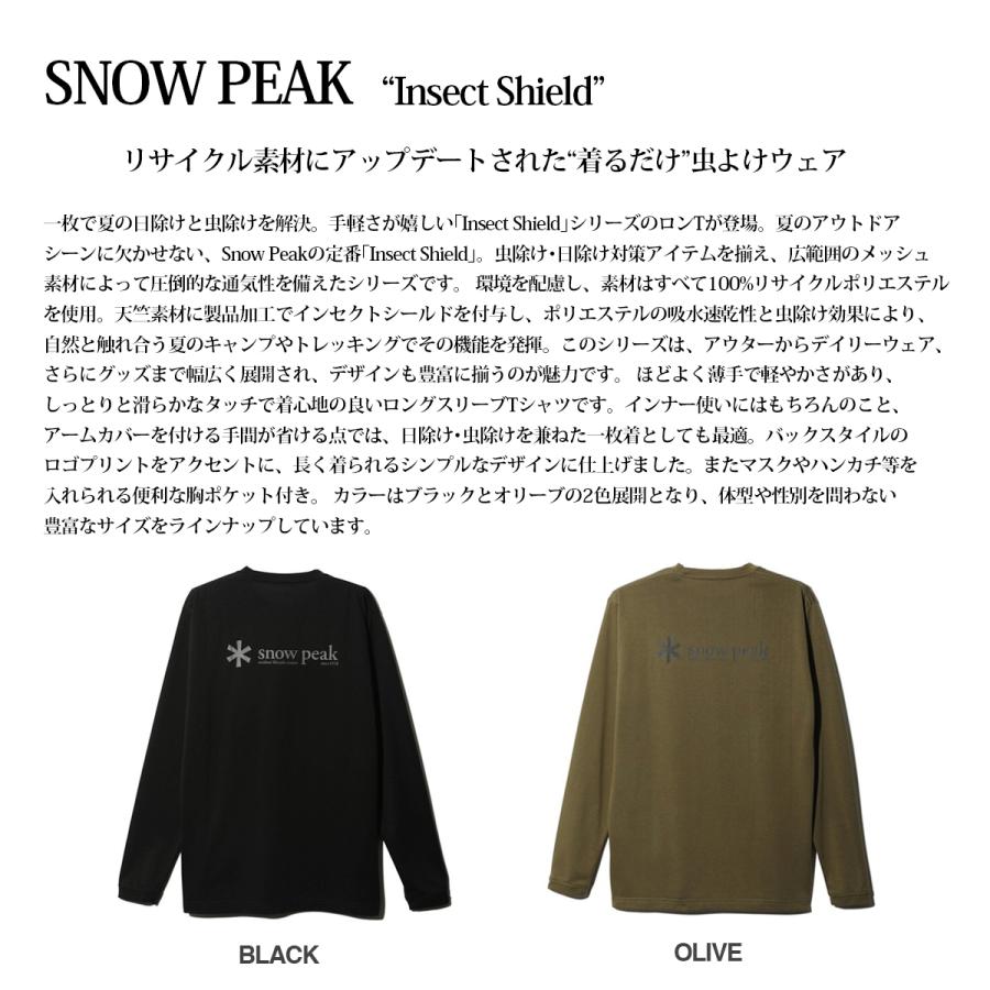 SNOW PEAK INSECT SHIELD LONG SLEEVE T-SHIRT スノーピーク インセクト シールド ロングスリーブ Tシャツ メンズ レディース BLACK ブラック SW-24SU006｜lowtex-plus｜02