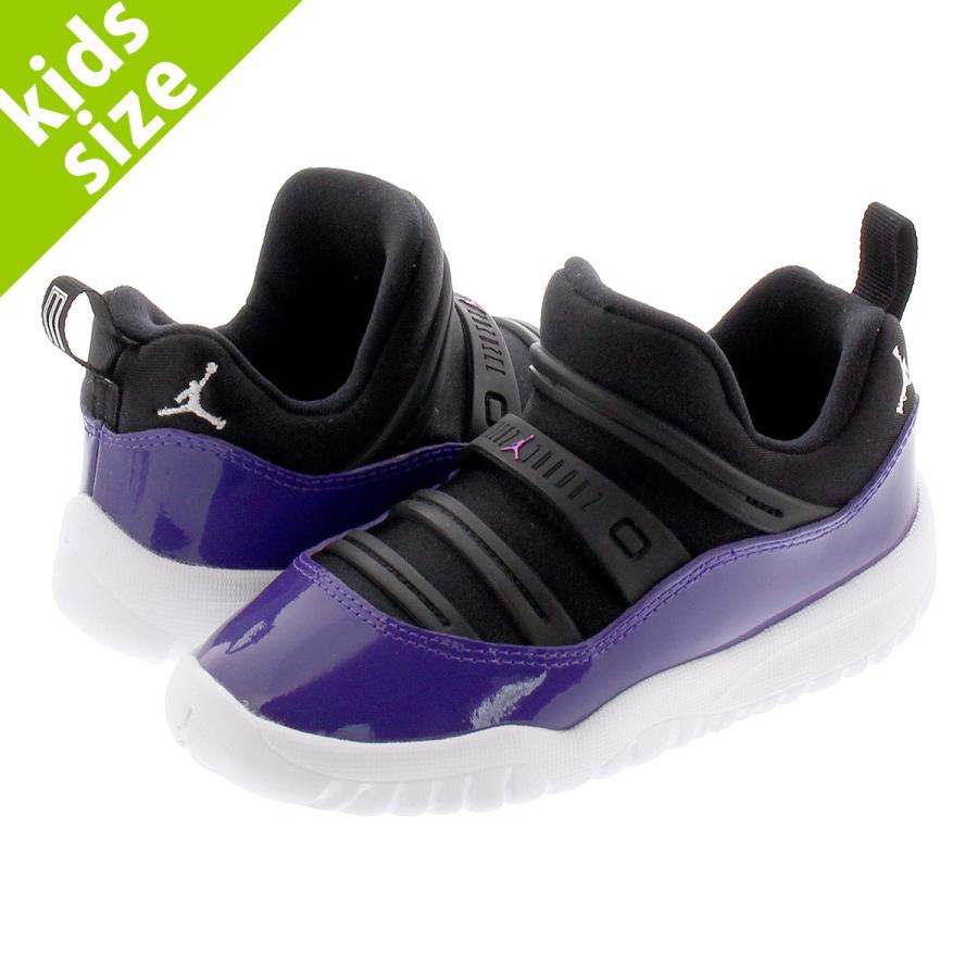 purple and black jordans 11