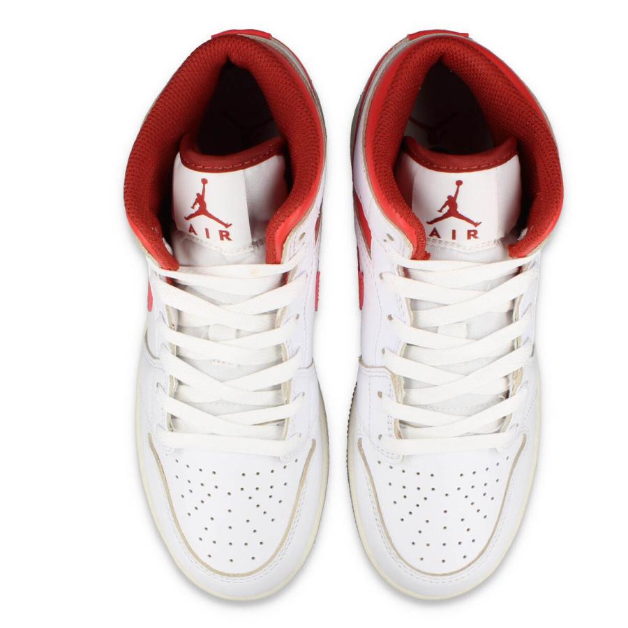 NIKE AIR JORDAN 1 MID SE GS ナイキ エア ジョーダン 1 ミッド 海外限定 日本未発売モデル レディース WHITE/DUNE RED/SAIL/LOBSTER ホワイト FJ3464-160｜lowtex｜02