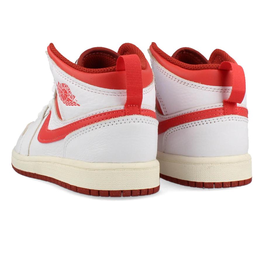 NIKE AIR JORDAN 1 MID PS ナイキ エア ジョーダン 1 ミッド PS 海外限定 日本未発売モデル キッズ 子ども WHITE/DUNE RED/SAIL/LOBSTER ホワイト FJ3467-160｜lowtex｜03