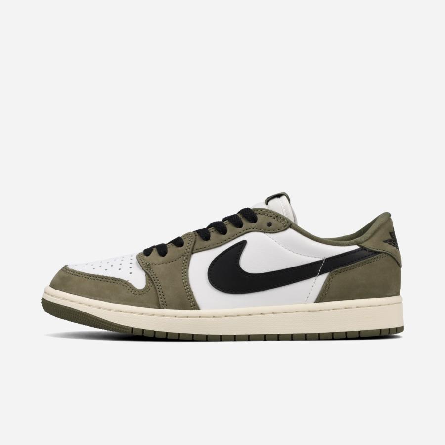 NIKE AIR JORDAN 1 RETRO LOW OG ナイキ エア ジョーダン 1 レトロ ロー OG メンズ MEDIUM OLIVE/BLACK/SUMMIT WHITE/SAIL カーキグリーン HQ6998-200の画像