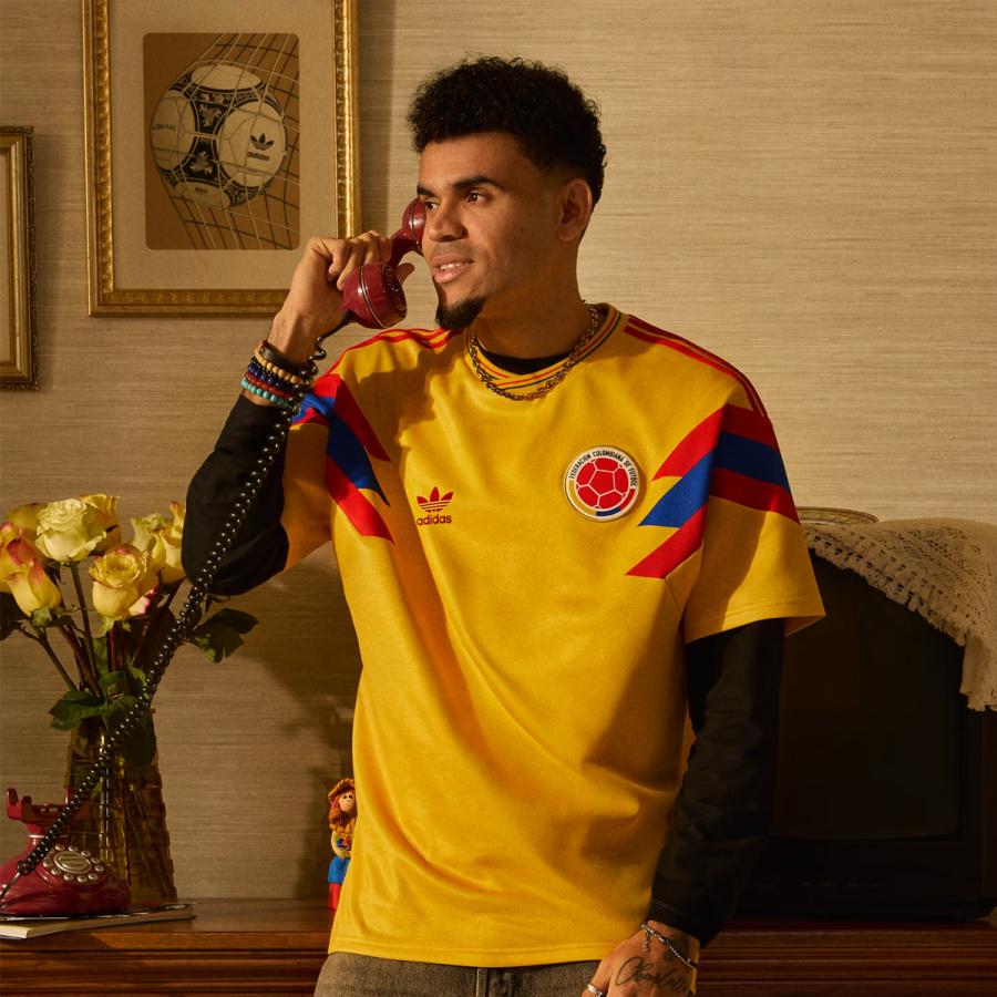 【希少UK製】90sアディダス×バイエルン 2ndユニフォーム デサント M 黄 adidas Originals COLOMBIA AWAY JERSEY 1990 アディダス コロンビア