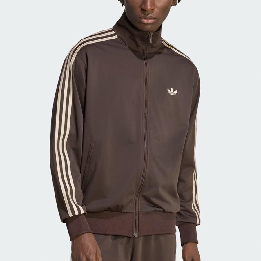 新品L⭐️adidas スリーストライプ プレザー トラックトップ ダークブラウン adidas（アディダス） コート ジャケット adidas PLEATHER 3STRIPES