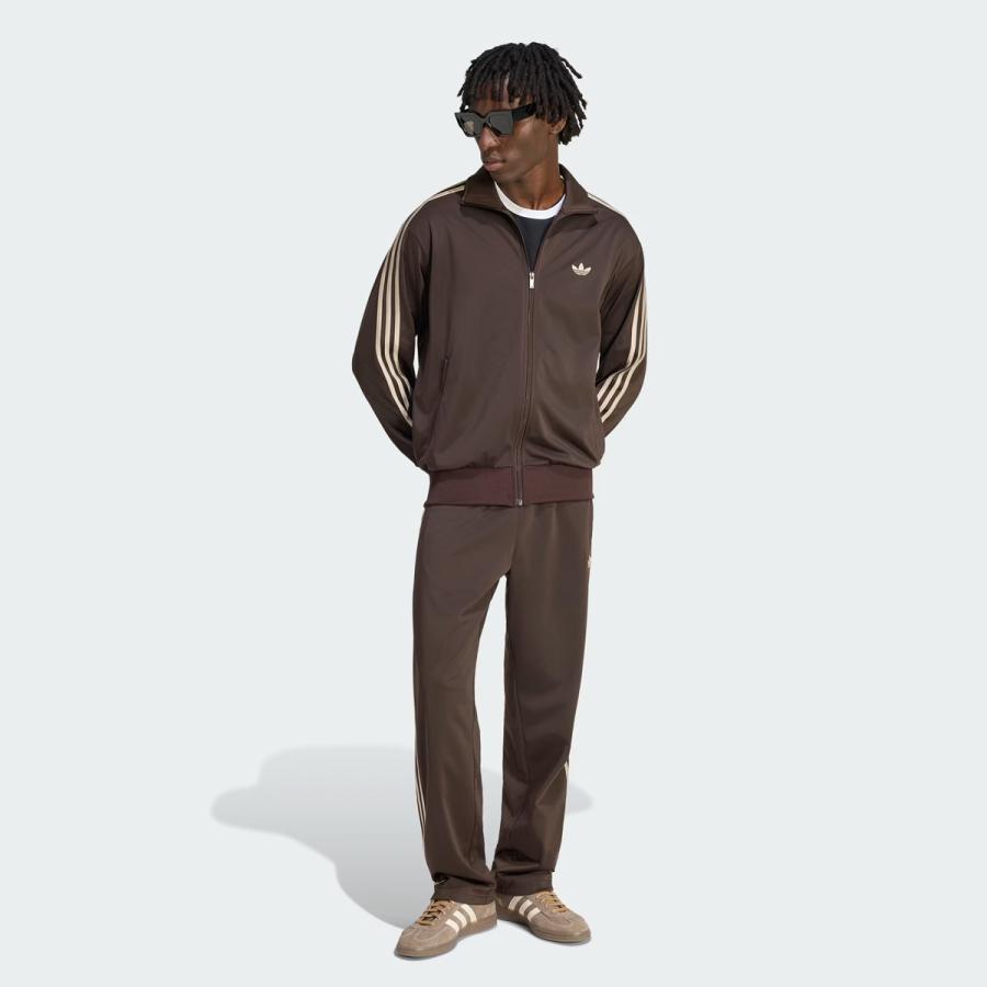 新品L⭐️adidas スリーストライプ プレザー トラックトップ ダークブラウン adidas（アディダス） コート ジャケット adidas PLEATHER 3STRIPES