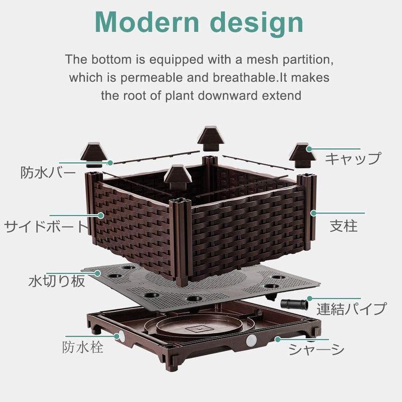 BAOYOUNI 組み立て簡単ガーデンボックス プランターボックスプラスチック鉢植え入れ花 植物 栽培ブラウン 鉢用品 大型プランター 莱園 