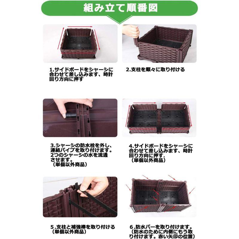 BAOYOUNI 組み立て簡単ガーデンボックス プランターボックスプラスチック鉢植え入れ花 植物 栽培ブラウン 鉢用品 大型プランター 莱園 
