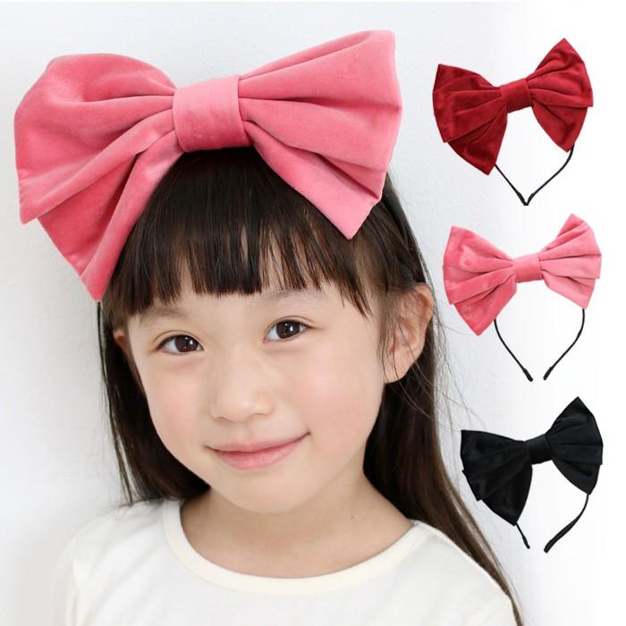 メール便配送可/ベロアビッグリボンカチューシャ | 