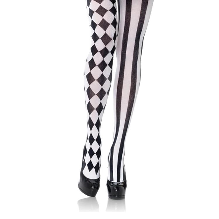 メール便配送可/レッグアベニュー　レディース大人用　ハーレクインタイツ　ストッキング　7720　白黒 | AVENUE（PORTER） | 01