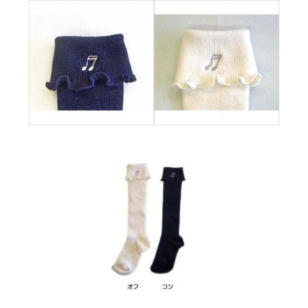 メール便配送可/日本製　音符刺繍ハイソックス 入園入学/セレモニー 発表会 結婚式　通園通学　子供　靴下　女の子 |  | 01