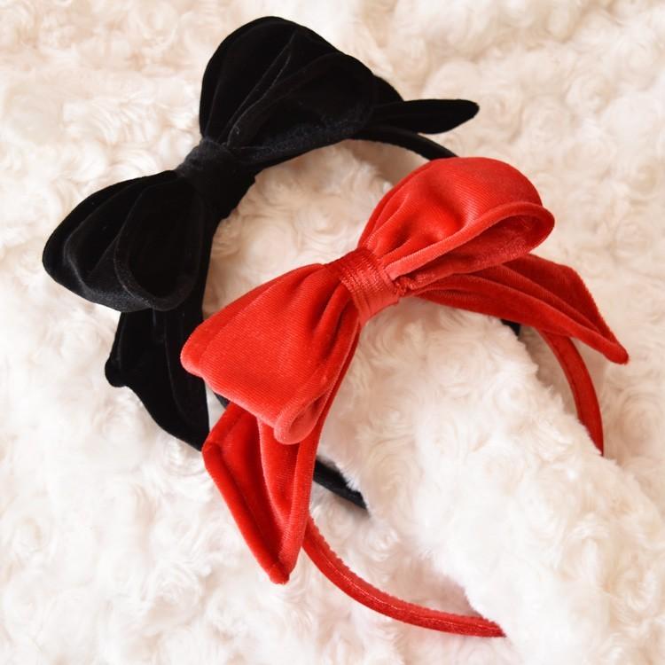 メール便配送可/ベロアリボンヘッドドレスカチューシャ | キキ | 01