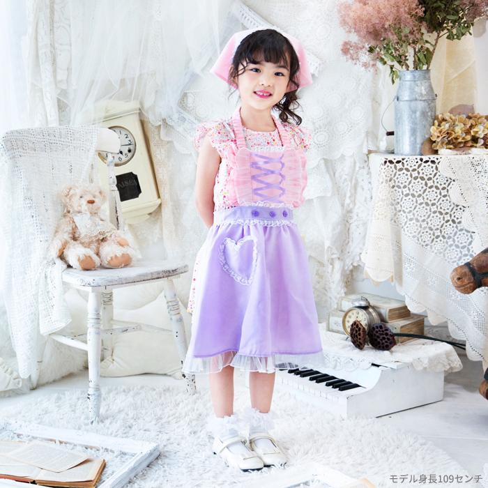 メール便配送可/プリンセスなりきり かんたんドレス エプロン 3角巾つきセット フラワーパープルプリンセス |  | 01