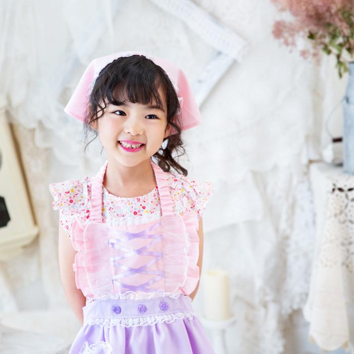 メール便配送可/プリンセスなりきり かんたんドレス エプロン 3角巾つきセット フラワーパープルプリンセス |  | 02