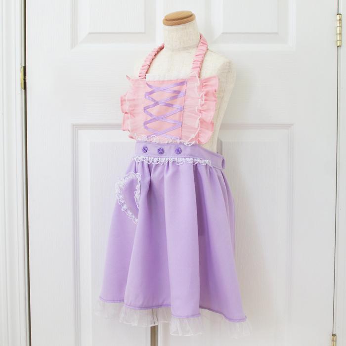 メール便配送可/プリンセスなりきり かんたんドレス エプロン 3角巾つきセット フラワーパープルプリンセス |  | 06