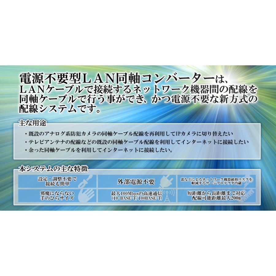 電源不要型LAN同軸コンバータ 同軸ケーブルでIPカメラ・ハブ・ルーター