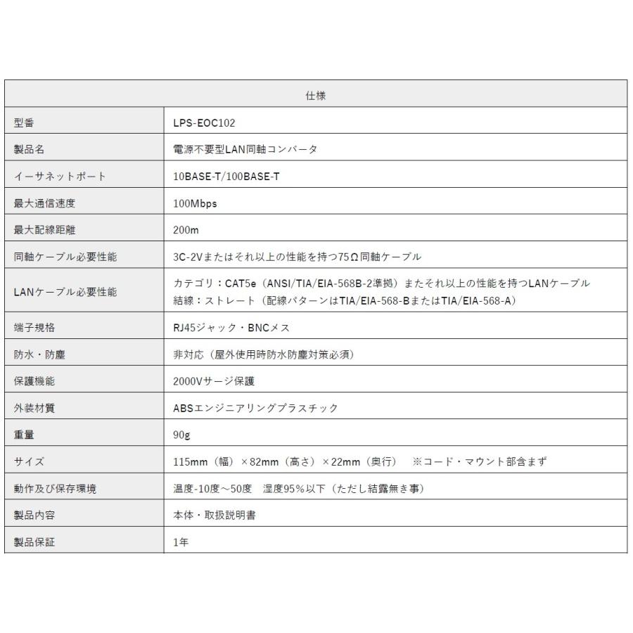 電源不要型LAN同軸コンバータ 同軸ケーブルでIPカメラ・ハブ・ルーター
