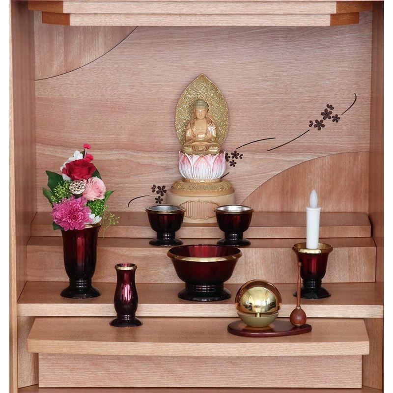 仏具6点+おりんセット 銀河 ワインレッド 3.0寸 + たまゆらりん 1.8寸