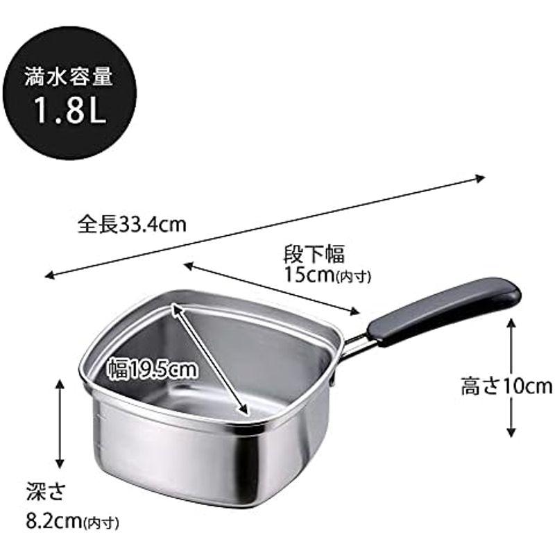 下村企販 片手鍋 四角い ラーメン鍋 日本製 ステンレス IH対応 15cm 1.8L 33107 燕三条｜lr-store｜16