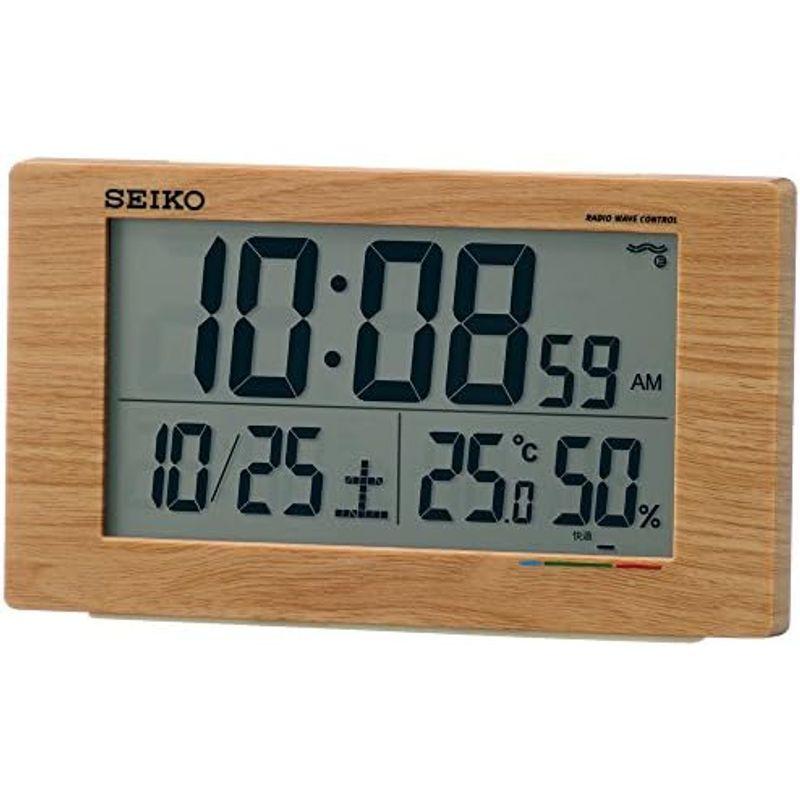 セイコー クロック 置き時計 目覚まし時計 電波 デジタル カレンダー 快適度 温度湿度表示 01:白パール 本体サイズ:8.5×14.8×｜lr-store｜15