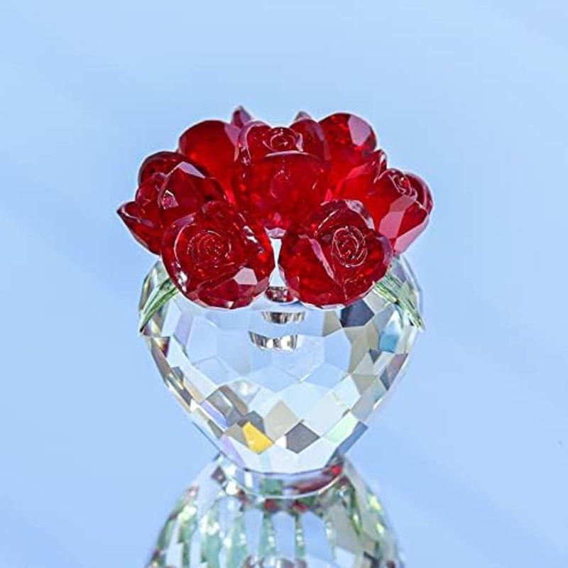 LONGWINクリスタルローズ彫像ガラス花瓶春の花束ホームインテリアコレクション彫像、バレンタイン/母の日女性へのロマンチックなクリスタルギ｜lr-store｜12
