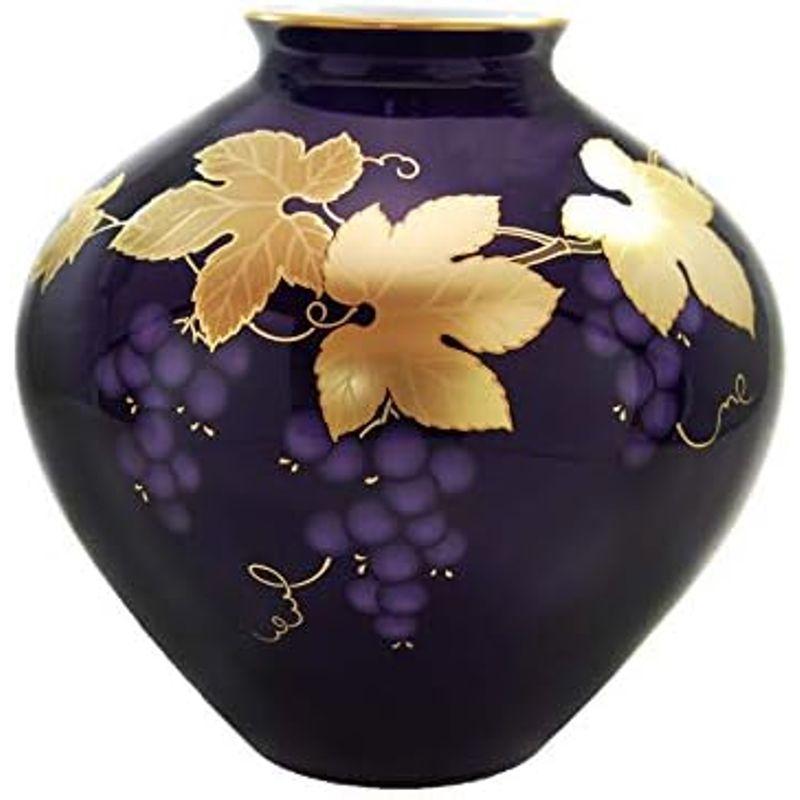 香蘭社 花瓶 ルリ金彩葡萄 瑠璃 18cm R1538-NB61 個 ルリ金彩葡萄 