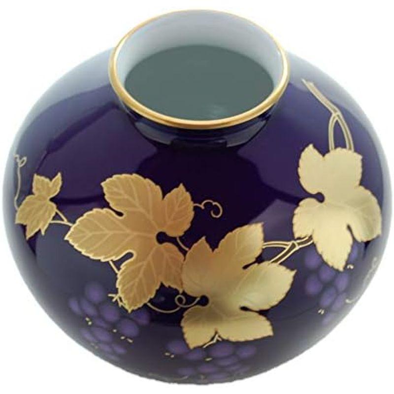 香蘭社 花瓶 ルリ金彩葡萄 瑠璃 18cm R1538-NB61 個 ルリ金彩葡萄 
