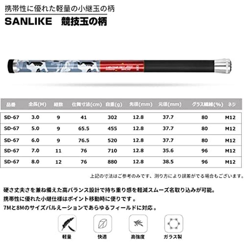 サンライク（SANLIKE）玉網 伸縮式 12段階 ランディングネット 4つ折り枠 ラバーネット 小継玉の柄 タモ網 釣りネット (全長7M｜lr-store｜02