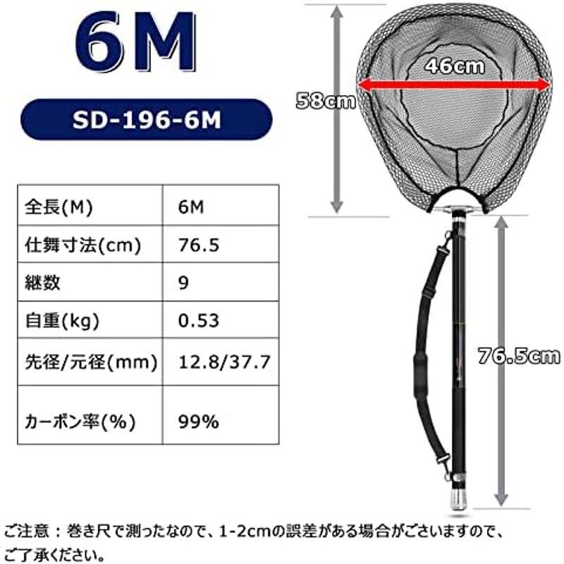サンライク(SANLIKE) タモ網 たも網 たもあみ 伸縮 3m/5m/6m/7m /8m 小継 99%カーボン製 9段階 玉網 釣り タ SANLIKE タモ網 たも網 たもあみ 伸縮 3m/5m/6m/7m /8m 小継 99%カーボン製 9段階 玉網 釣り タ 6m