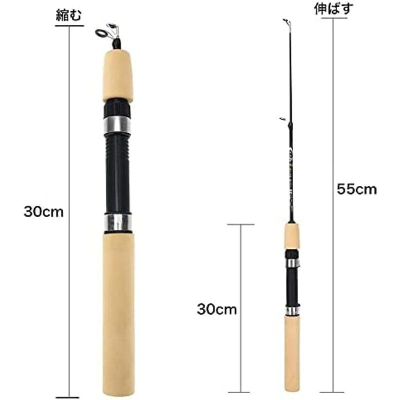 RuMenJiang 穴釣り用釣竿セット 55cm釣竿セット コンパクトロッド と 釣りリール 超軽量 伸縮 携帯型 短竿 収納時約30cm｜lr-store｜07