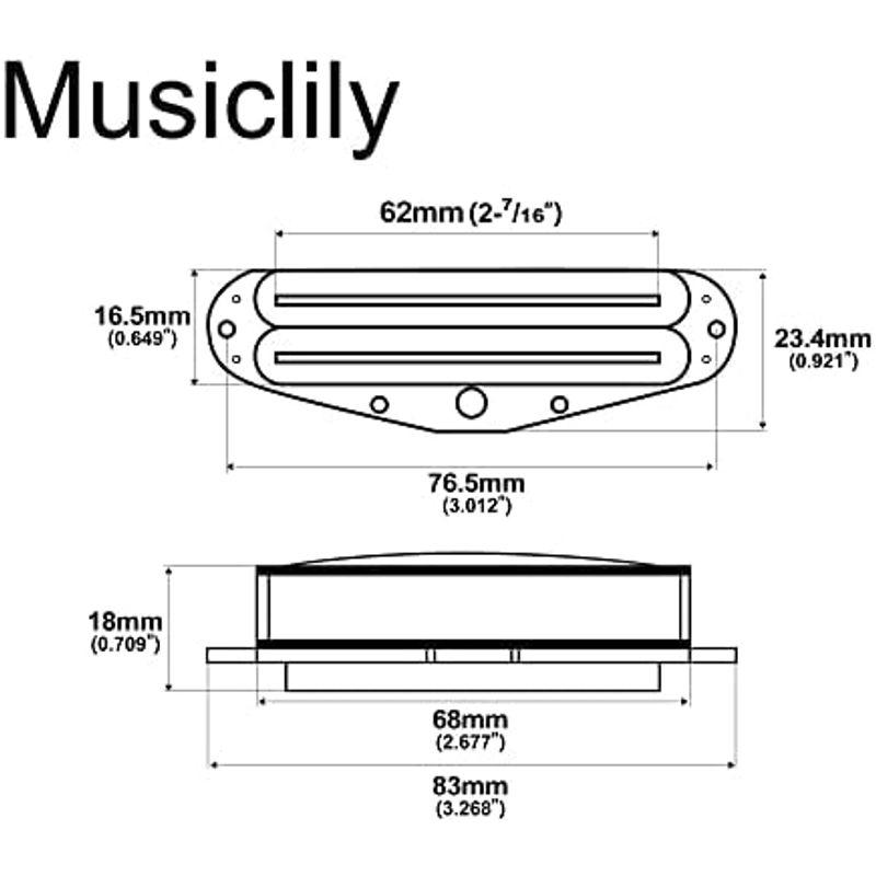 Musiclily Hot Railsシングルサイズハムバッカー ギター用ピックアップ、ブラックボディ/クロームレール付き｜lr-store｜17