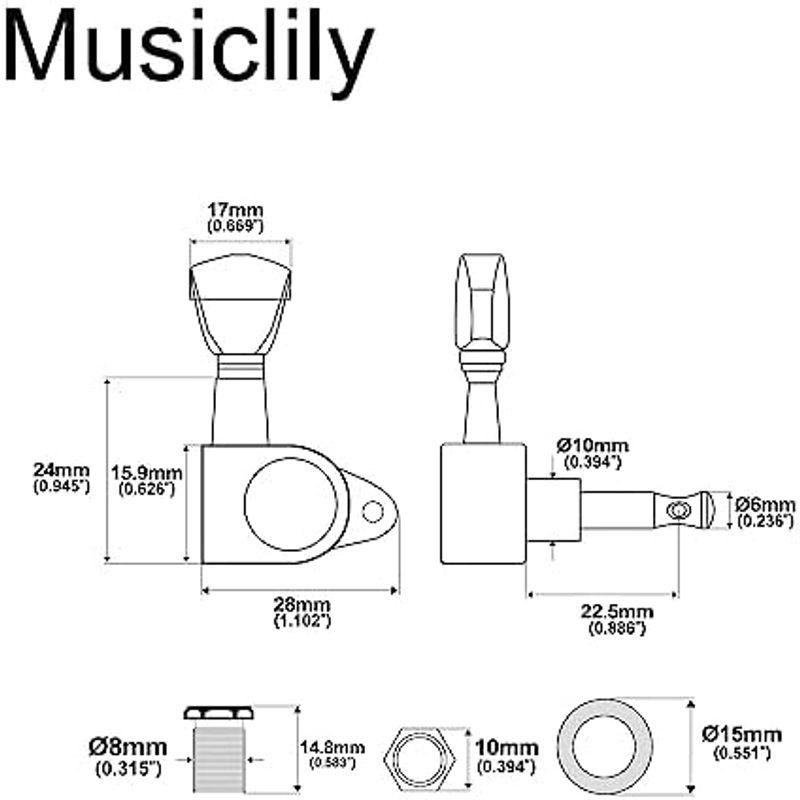 Musiclily Economy 3対3 ロトスタイル 密封 エピフォンレスポールSG ESギター用ペグセット、キーストーンボタンクロム｜lr-store｜12