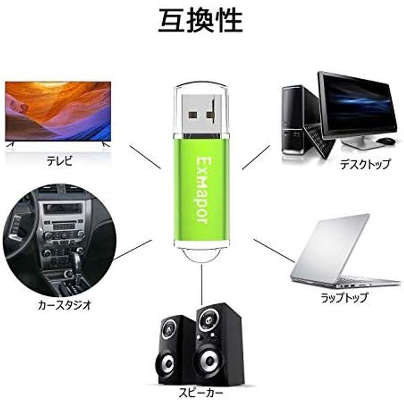 10個 2GB USBメモリ・フラッシュドライブ Exmapor USB 2.0スティック 五色（黒、銀、赤、緑、青）｜lr-store｜13
