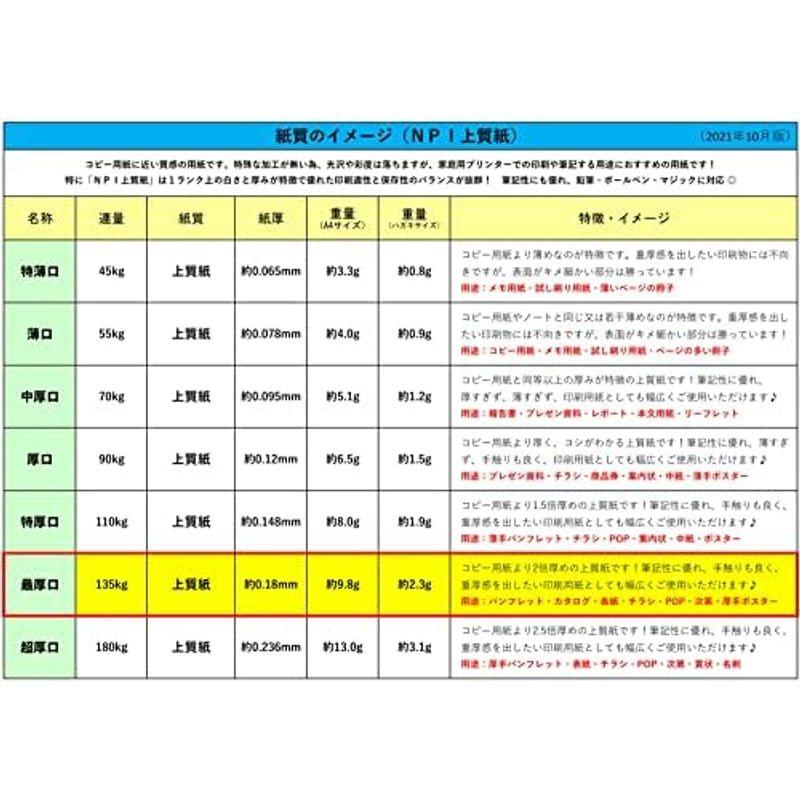 日本製紙 「最厚口」 NPI上質紙 A3 50枚 日本製 白色度88% 紙厚0.18mm 四六判表記135kg NPI-A3-50-J135｜lr-store｜07