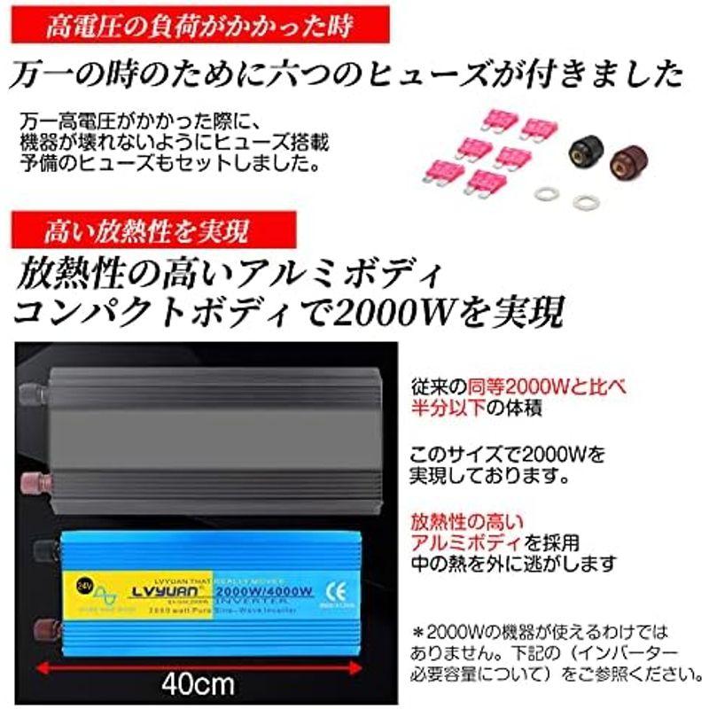 LVYUAN（リョクエン）インバーター 正弦波 24V 2000W 最大4000W DC 24V（直流）AC100V（交流）変換 50HZ｜lr-store｜08