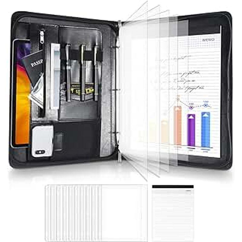 ProCase 多機能バインダー、ジッパー付き フォルダー クリアファイルとメモ帳付属 a4 ノートカバー 書類ホルダー - ブラック｜lr-store｜04