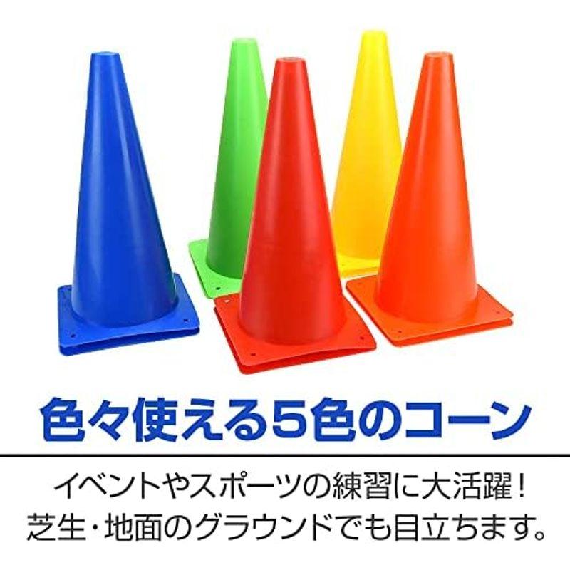 ミニマーカーコーン 三角カラーコーン プラスチック 練習 トレーニング 軽量 5色 10本セット 収納袋付き｜lr-store｜04