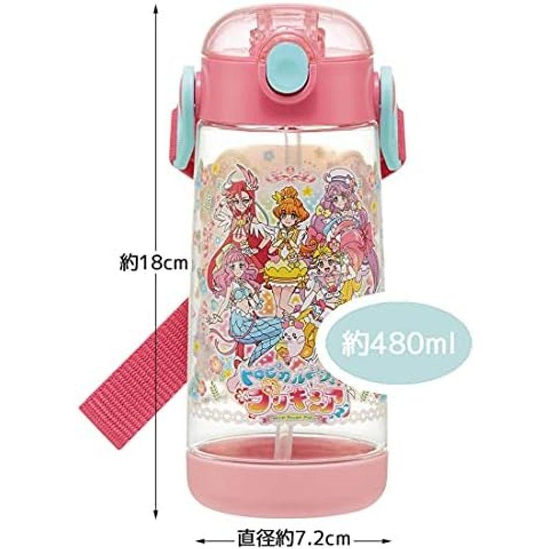 スケーター (skater) 子供用 ストロー付き 水筒 クリアボトル トロピカル プリキュア 480ml 女の子 PDSH5-A｜lr-store｜05